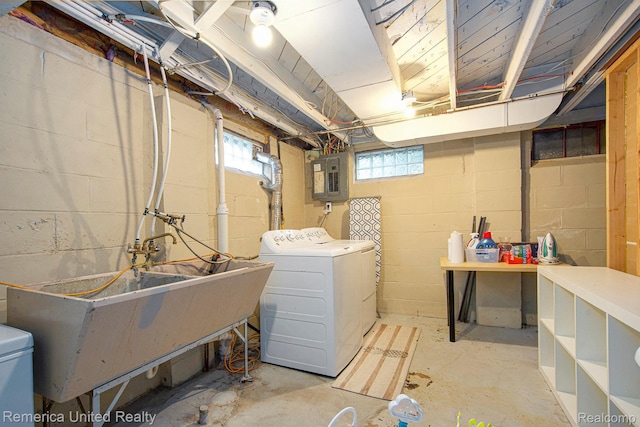 9309 Newburgh Rd, Livonia, MI 48150 - basement featuring independent washer and dryer and electric panel