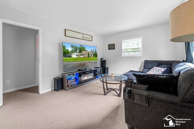 7395 Center St, Newport, MI 48166 - living room featuring carpet flooring and baseboards