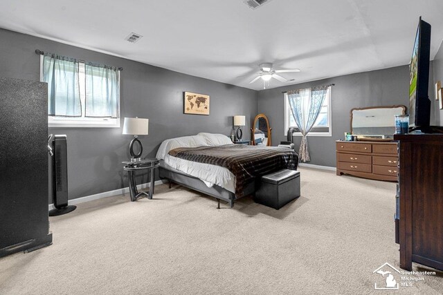 7395 Center St, Newport, MI 48166 - bedroom featuring light colored carpet and a ceiling fan