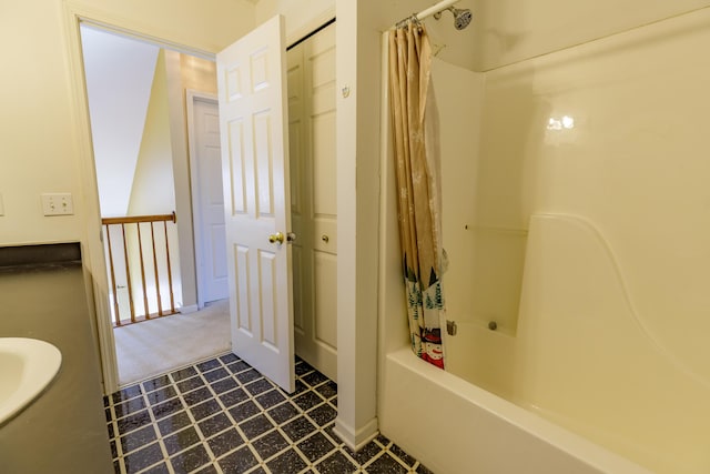 2683 Mystic Dr, Ann Arbor, MI 48103 - bathroom with tile patterned floors and shower / bath combo with shower curtain