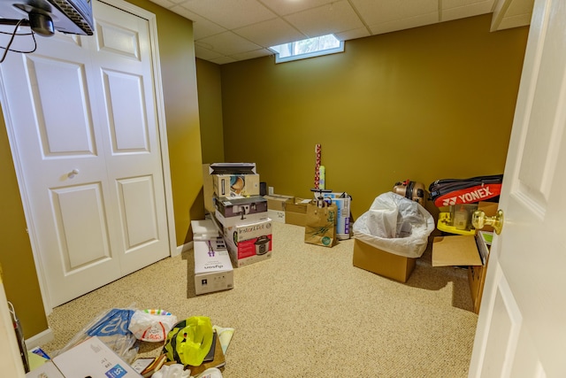 2683 Mystic Dr, Ann Arbor, MI 48103 - rec room featuring a drop ceiling and carpet floors