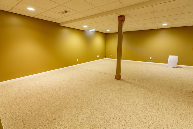 2683 Mystic Dr, Ann Arbor, MI 48103 - finished below grade area with carpet, a paneled ceiling, and recessed lighting