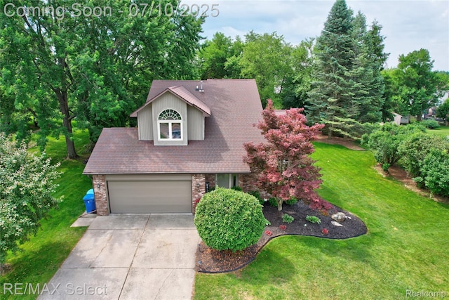 220 E Rolston Rd, Linden, MI 48451 - view of front facade featuring driveway, brick siding, and a front lawn