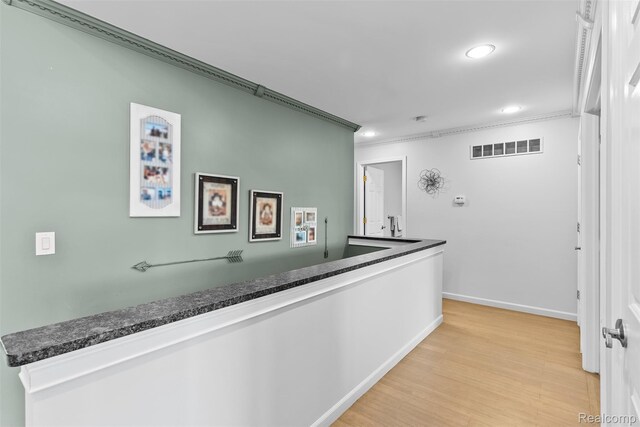 11068 Meadowview Dr, Goodrich, MI 48438 - corridor with ornamental molding, light wood-type flooring, and recessed lighting
