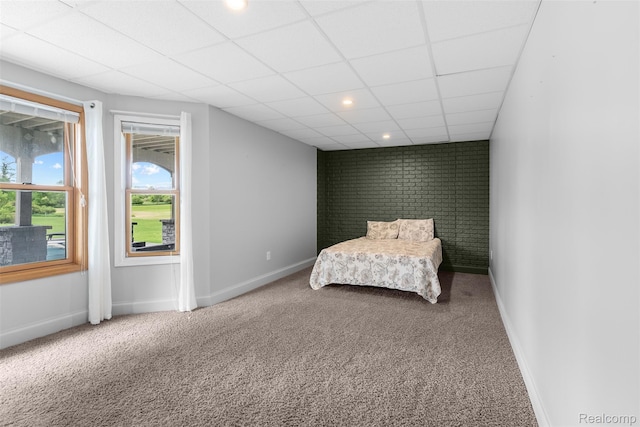 11068 Meadowview Dr, Goodrich, MI 48438 - bedroom featuring carpet, a drop ceiling, and recessed lighting