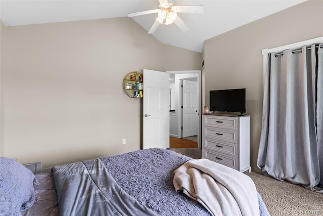 11068 Meadowview Dr, Goodrich, MI 48438 - carpeted bedroom featuring lofted ceiling and a ceiling fan