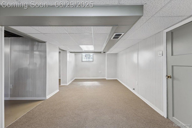 103 Elm St, River Rouge, MI 48218 - below grade area with a drop ceiling and carpet