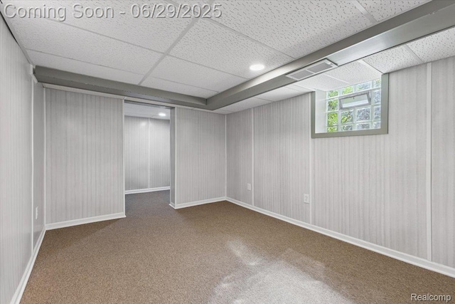 103 Elm St, River Rouge, MI 48218 - below grade area featuring carpet flooring and a drop ceiling