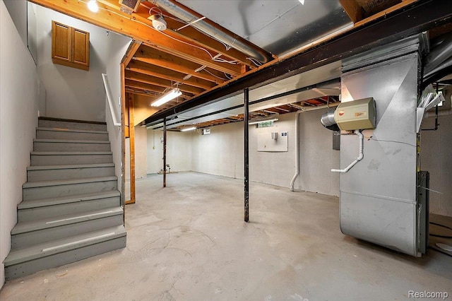 366 Marshall St, Ferndale, MI 48220 - unfinished below grade area featuring stairs and heating unit