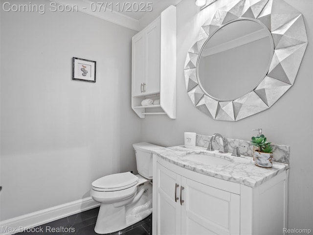295 S Cranbrook Rd, Birmingham, MI 48009 - half bathroom with vanity and crown molding