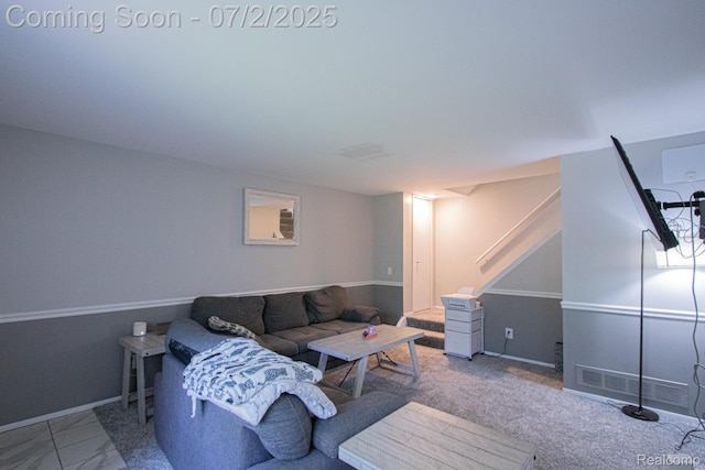 50191 N Angelo Ct, Chesterfield, MI 48047 - living room featuring stairway and baseboards