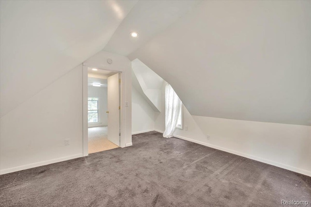 1232 N Saginaw St, Lapeer, MI 48446 - bonus room featuring carpet flooring, lofted ceiling, and recessed lighting