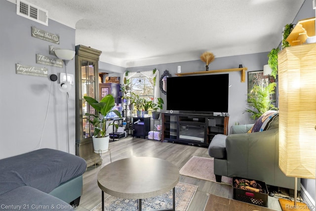 25021 Ecorse Rd, Taylor, MI 48180 - living room with a textured ceiling and wood finished floors