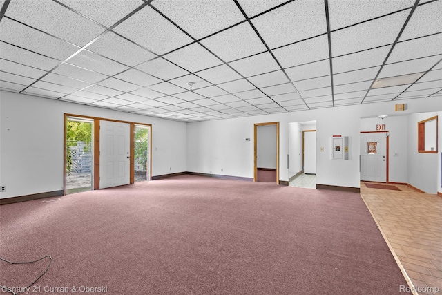 5620 Kaufman St, Dearborn Heights, MI 48125 - unfurnished living room featuring a paneled ceiling and carpet flooring