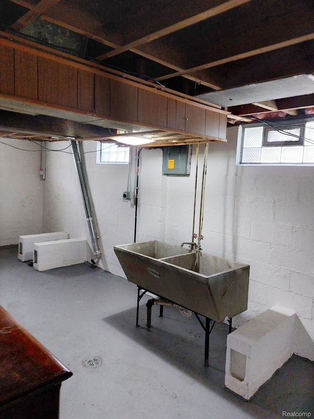 14535 Russell Ave, Allen Park, MI 48101 - below grade area featuring electric panel and a sink