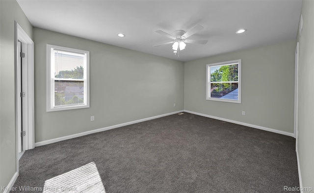 23858 Vassar Ave, Hazel Park, MI 48030 - unfurnished room featuring dark colored carpet, a ceiling fan, and recessed lighting