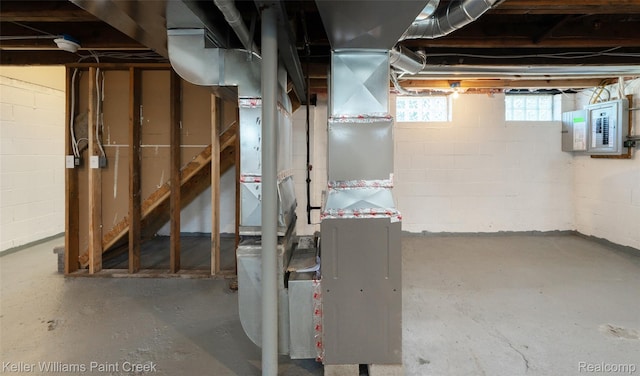 23858 Vassar Ave, Hazel Park, MI 48030 - below grade area featuring electric panel and heating unit