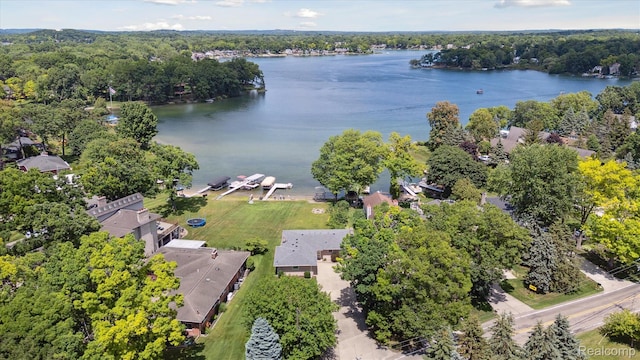 7262 Hatchery Rd, Waterford, MI 48327 - aerial overview of property's location with a large body of water
