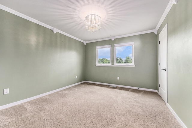 4047 Enclave Way Unit 1, Kalamazoo, MI 49006 - unfurnished room with crown molding, a chandelier, and carpet