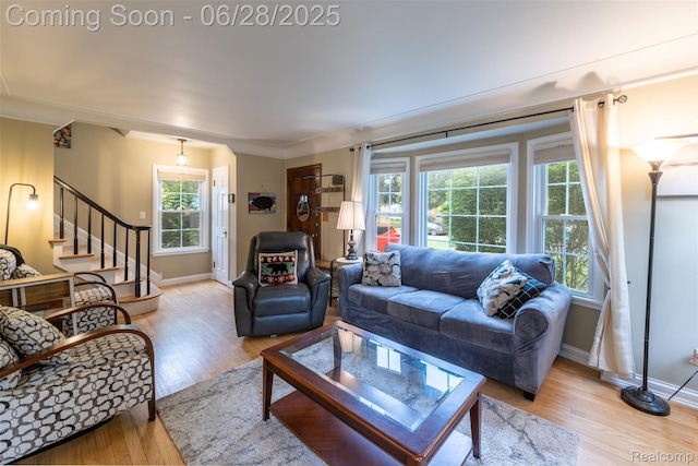 31718 W Chicago St, Canton, MI 48150 - living area featuring wood finished floors and stairs