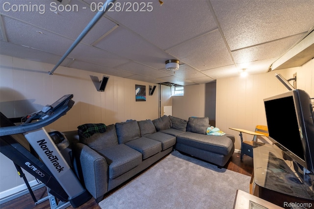 31718 W Chicago St, Canton, MI 48150 - living room featuring wood finished floors and a drop ceiling