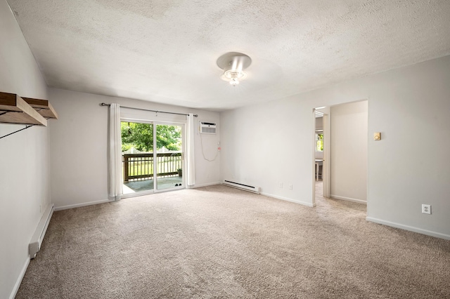 2002 N US Highway 31 Unit 8, Niles, MI 49120 - carpeted empty room featuring baseboard heating, a wall mounted AC, and a textured ceiling