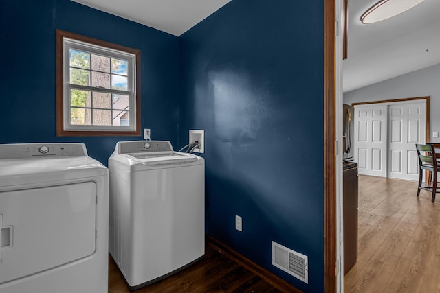2151 Glenwood Ct, Brooklyn, MI 49230 - laundry area with separate washer and dryer and hardwood / wood-style floors