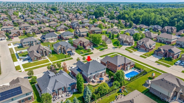 19492 Springbrook Dr, Macomb, MI 48044 - aerial view of residential area with a pool area