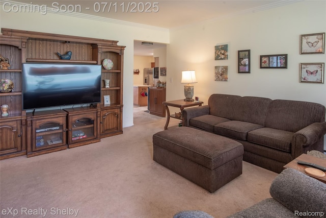 9595 Pearl Beach Blvd, Clay, MI 48001 - living area featuring carpet and crown molding