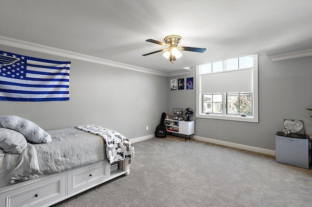1988 Christenbury Ct, Rochester, MI 48306 - bedroom with ornamental molding, carpet, and a ceiling fan