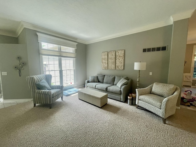 3643 Waterway Ct, Grass Lake, MI 49240 - living room with light colored carpet and crown molding
