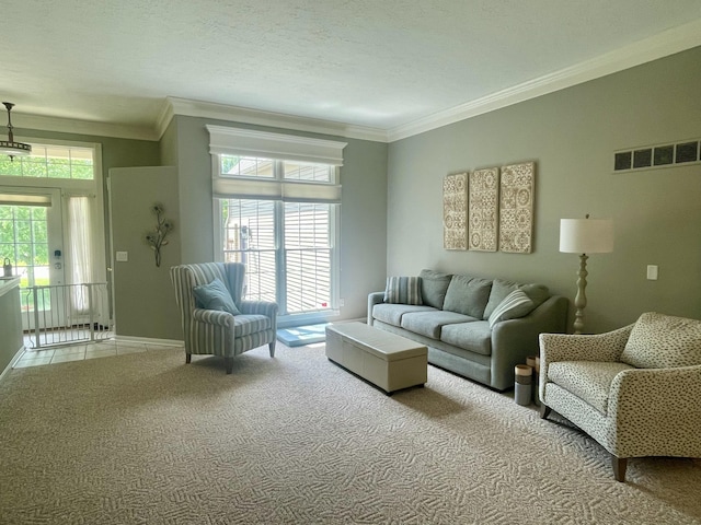 3643 Waterway Ct, Grass Lake, MI 49240 - living room with carpet floors and crown molding