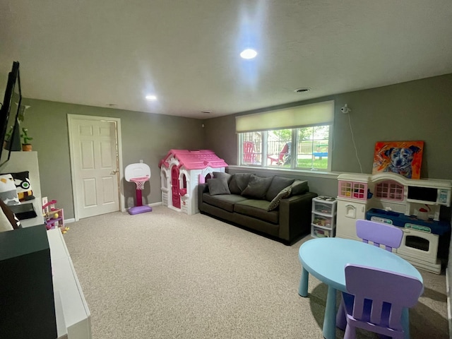 3643 Waterway Ct, Grass Lake, MI 49240 - rec room with carpet floors and recessed lighting