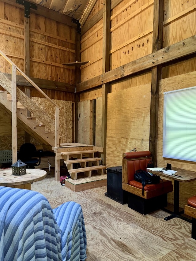 23266 Hayes Rd, Big Rapids, MI 49307 - common area with vaulted ceiling and stairway