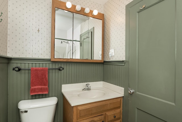 7125 Edwards Rd, Michigan, MI 48111 - full bathroom featuring wallpapered walls, vanity, and a shower