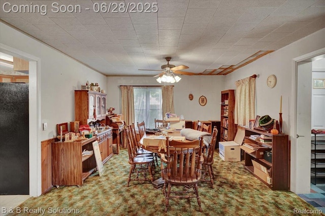 3423 Nichols Rd, Auburn Hills, MI 48326 - dining space featuring carpet floors and ceiling fan