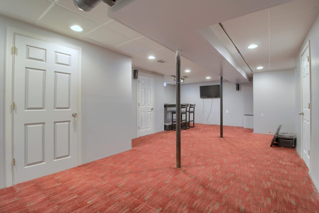 13947 Ashurst St, Livonia, MI 48154 - finished basement featuring carpet flooring and recessed lighting