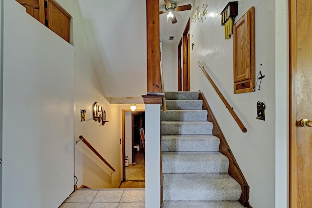 3618 Rohr Rd, Lake Orion, MI 48359 - staircase featuring ceiling fan and tile patterned flooring