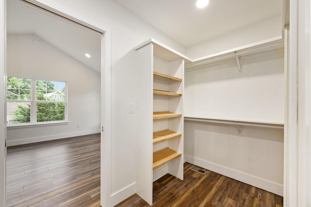 209 N 7th St, Ann Arbor, MI 48103 - walk in closet featuring dark wood-type flooring and lofted ceiling