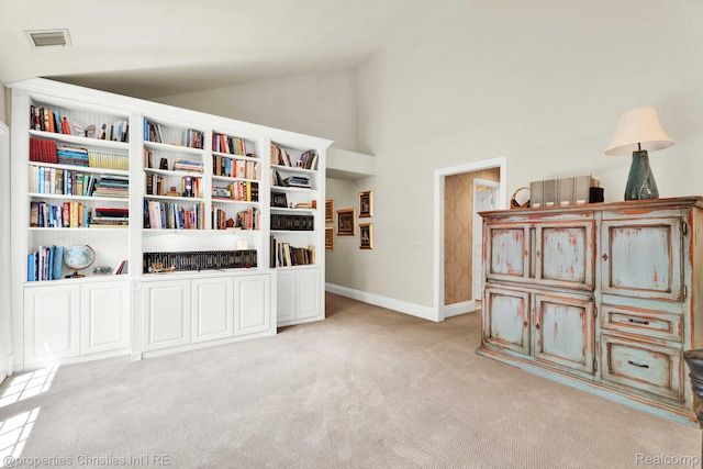 633 Hawthorne St, Birmingham, MI 48009 - living area with light carpet and high vaulted ceiling