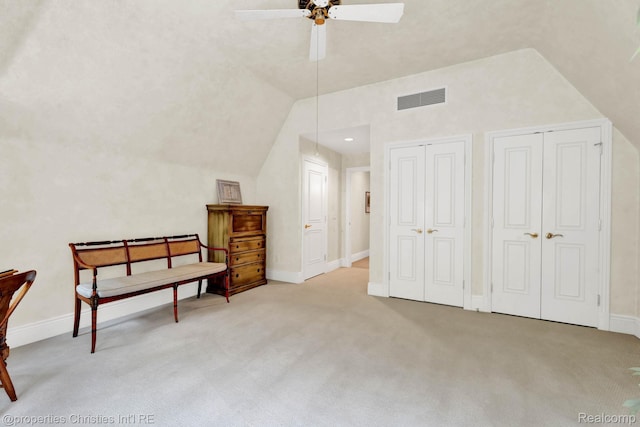 633 Hawthorne St, Birmingham, MI 48009 - additional living space featuring lofted ceiling, carpet flooring, and ceiling fan