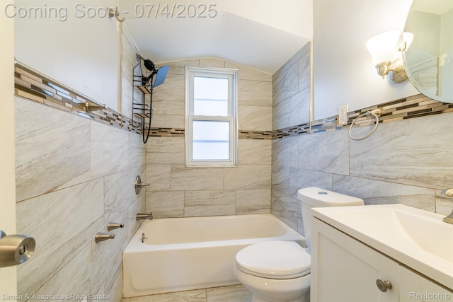 3101 Roosevelt St, Dearborn, MI 48124 - full bath with tile walls, bathtub / shower combination, vanity, and lofted ceiling