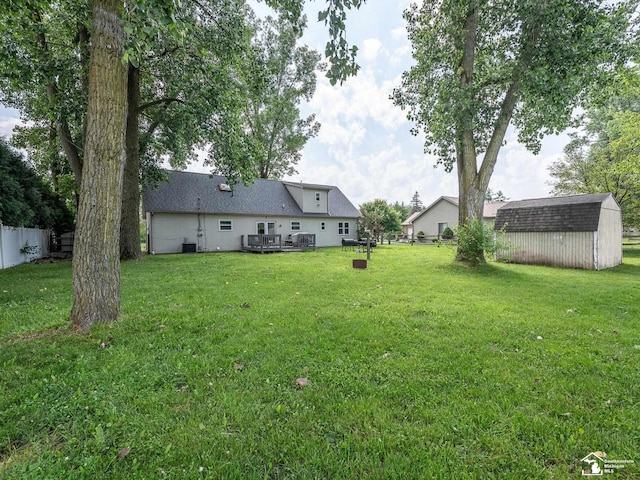 8299 Galloway Dr, Lambertville, MI 48144 - view of yard with a storage shed and a deck