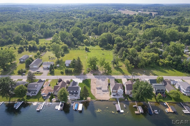 6820 Devils Lake Hwy, Manitou Beach, MI 49253 - aerial perspective of suburban area with a large body of water