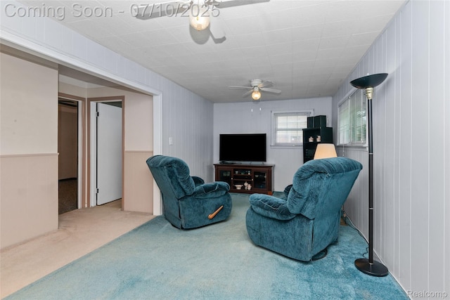 18532 Wendy Ct E, Riverview, MI 48193 - living area with a ceiling fan and carpet