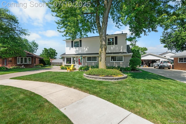 18532 Wendy Ct E, Riverview, MI 48193 - traditional home with brick siding and a front yard