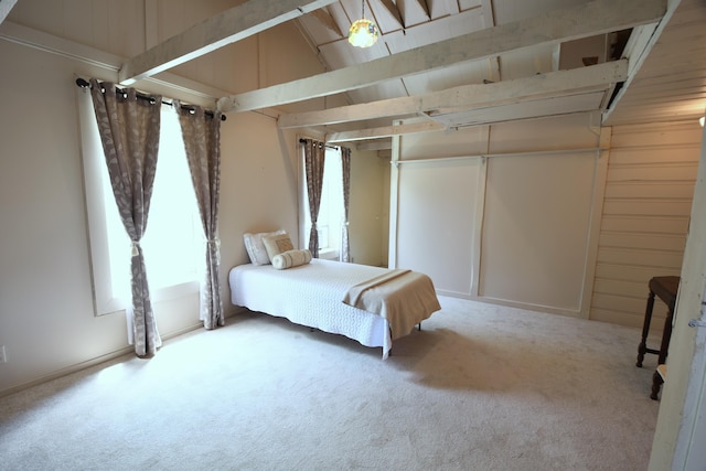 514 N Kalamazoo St, Paw Paw, MI 49079 - bedroom featuring carpet flooring and beamed ceiling