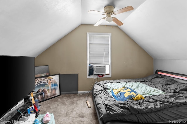 22355 Curie Ave, Warren, MI 48091 - bedroom featuring carpet flooring, cooling unit, lofted ceiling, and a ceiling fan