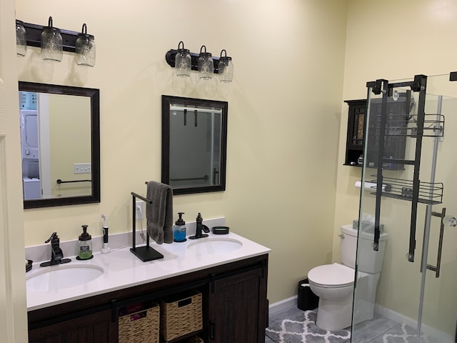 4969 N Highbridge Rd, Brethren, MI 49619 - bathroom with double vanity and a shower stall