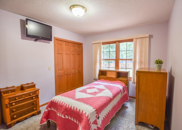 215 W State St, Coldwater, MI 49036 - carpeted bedroom with a closet and a textured ceiling
